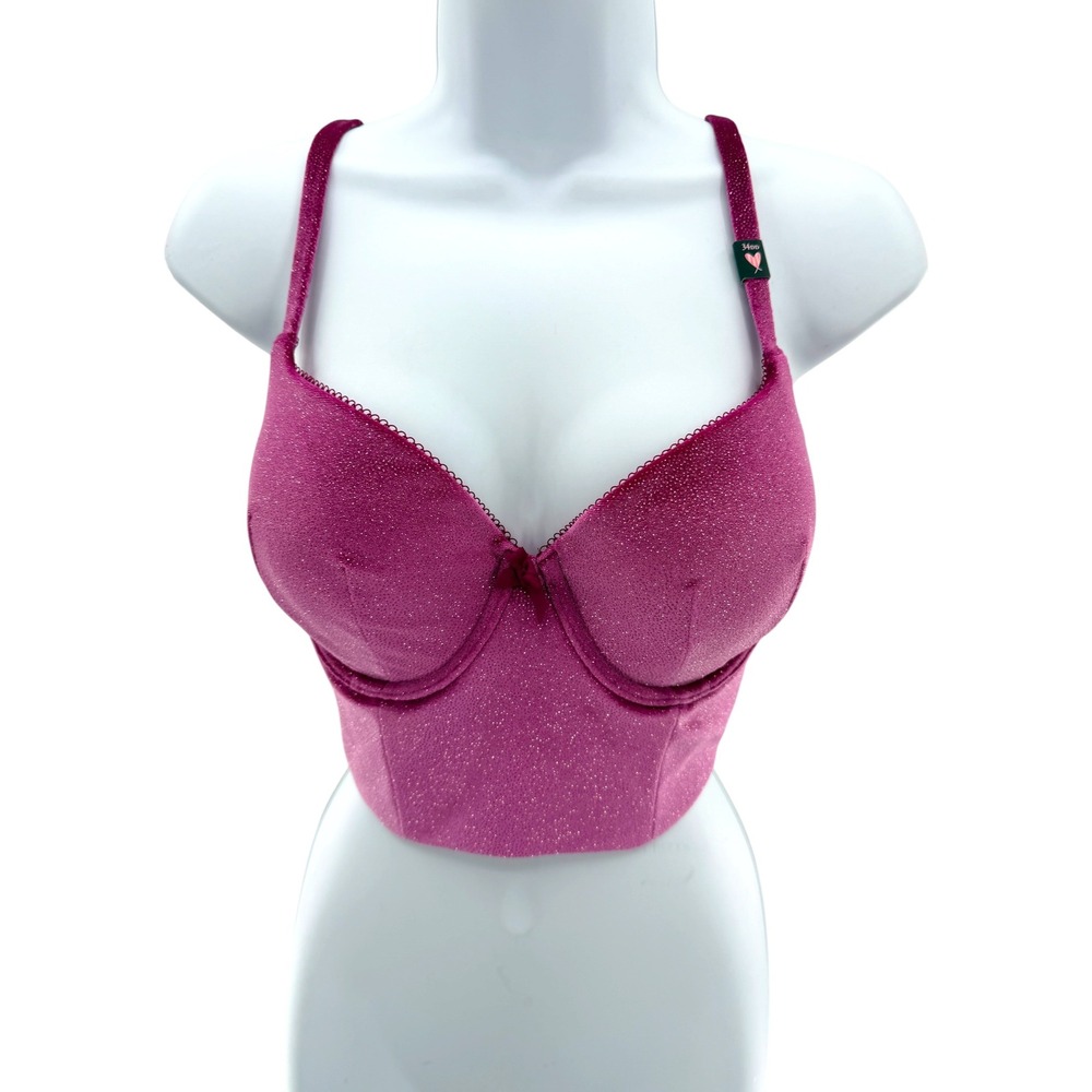 Victoria's Secret‎ Pink Shimmer Lined Demi Longline Bra 34DD NWT Festival Y2K